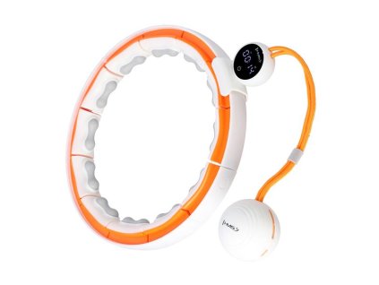 Masážní hula hoop HMS HHM21 se závažím, magnety a počítadlem bílá/oranžová