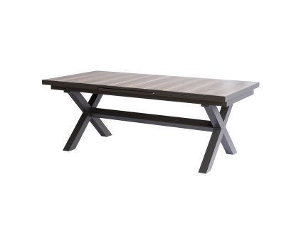 Stůl zahradní rozkládací, keramická deska v dekoru dub 200+60x100x77 cm, hliníková konstrukce