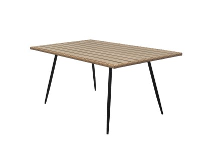 Stůl zahradní 160x95x74, kov s umělým ratanem, deska polywood