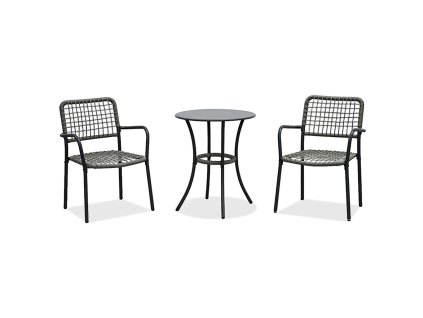 Balkónový set 1+2, stůl 60x60, židle umělý ratan barva antracit, kov antracit