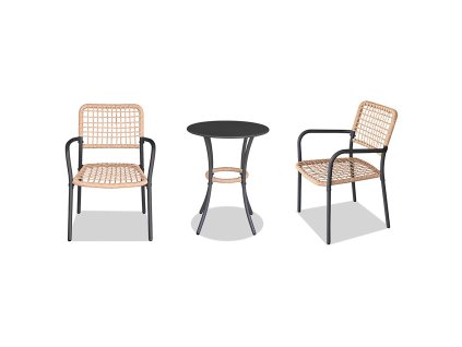 Zahradní set 1+2, stůl 60x60, židle umělý ratan barva přírodní, kov antracit