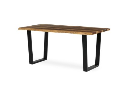 Stůl jídelní, 160x90x75 cm, MDF deska, dekor staré dřevo, kovová nohy ve tvaru U, černý matný lak