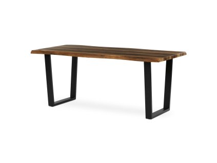 Stůl jídelní, 180x90x75 cm, MDF deska, dekor staré dřevo, kovová nohy ve tvaru U, černý matný lak