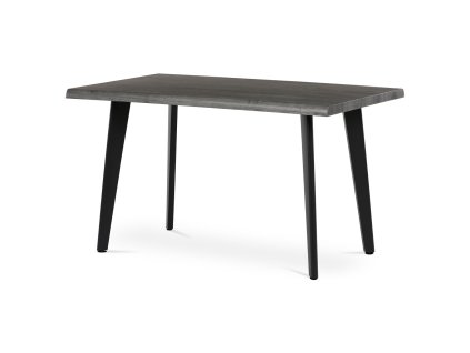 Stůl jídelní, 130x80x75 cm, MDF deska, dekor šedý dub, kov, černý lak