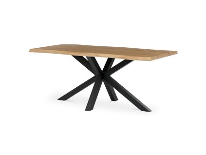 Stůl jídelní, 180x90x75 cm, MDF deska, dekor divoký dub, kovová noha ve tvaru hvězdy, černý lak