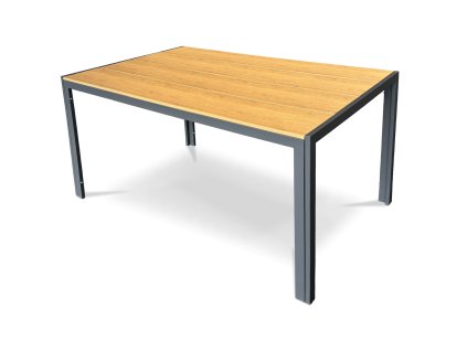 Stůl zahradní 150x90x73, deska polywood v dekoru dubu, šedá kovová konstrukce