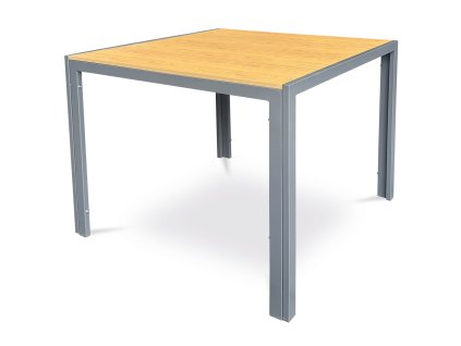Stůl zahradní 90x90x73, deska polywood v dekoru dubu, šedá kovová konstrukce