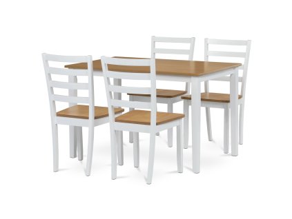 Jídelní set 1+4, rozměr stolu 120x75x75 cm, MDF, dýha, masivní nohy, moření dub