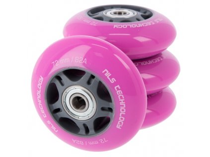 PU kolečka s ložisky NILS EXTREME 72x24mm ABEC 7 růžové