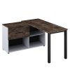 Rohový PC stůl, šedá/beton tmavý, KLAUDIUS TYP 8