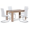 Jídelní set 1+4, stůl 138x80 cm, MDF dub sonoma, židle bílá ekokůže, šedý lak