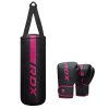 Boxovací pytel s rukavicemi dětský RDX F6 2FT KARA růžový