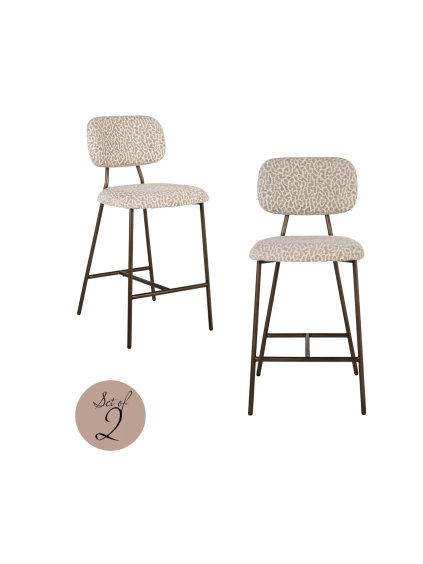 Pultová stolička Xenia beige leopard (Set 2 ks)