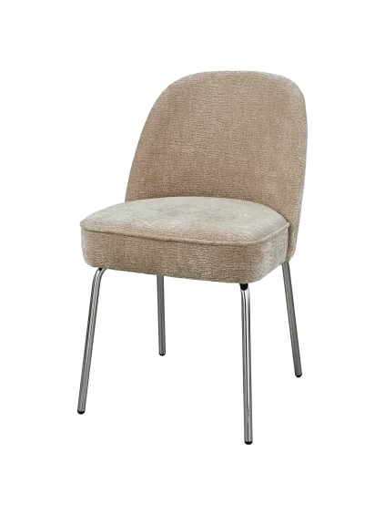 800816 SAC 02 VS BP Vogue eetkamerstoel 3D chenille zand chrome poot SA