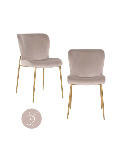 Stolička Odessa Velvet Khaki/Gold (set 2ks)