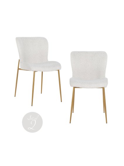 Stolička Odessa white bouclé/brushed gold (set 2ks)