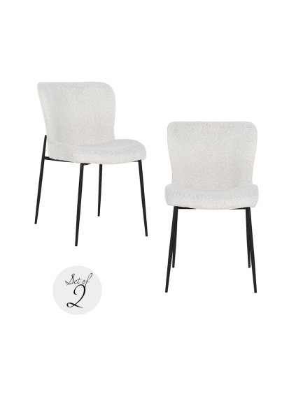 Stolička Darby white bouclé/black (set 2ks)