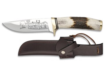 Albainox lovecký nůž 11 cm s kresbou na čepeli