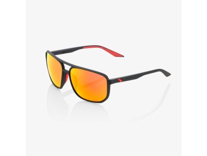 100% KONNOR AVIATOR SQUARE - Soft Tact Black - HiPER Red Multilayer Mirror Lens