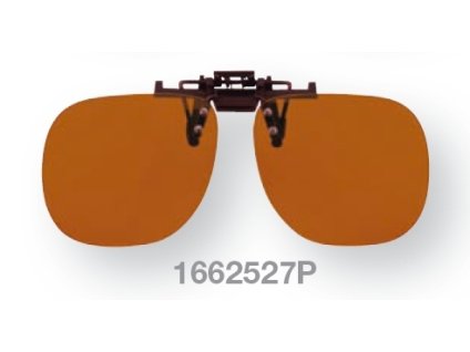 Filtrační klip na dioptrické brýle - oranžový s polarizací