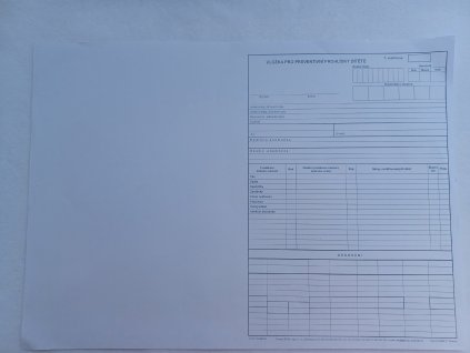 Vložka pro preventivní prohlídky dítěte