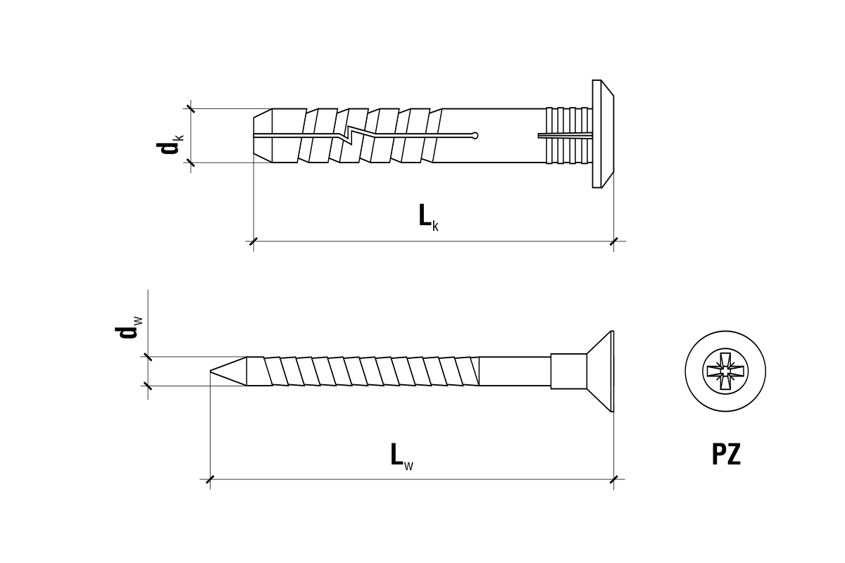 6x40mm - 200 ks - Nylonová natĺkacia hmoždinka s hríbovým límcom, SMNK