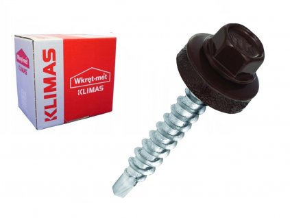 RAL 8017 4,8x19mm - 250ks - Skrutky farmárske strešné pre oceľový podklad, farba: Čokoládová hnedá, WF