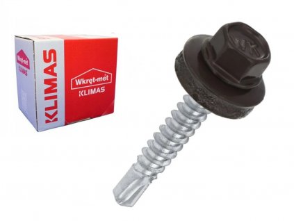 RAL 8019 4,8x19mm - 250ks - Skrutky farmárske strešné pre oceľový podklad, farba: Šedohnedá, WF