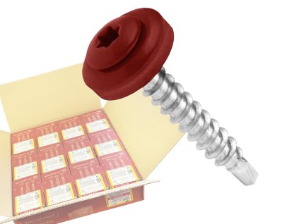 RAL 3009 4,8x35mm - 1 Kartón (12x250ks) - Skrutky farmárske strešné TORX, farba: hrdzavá červená, WDD
