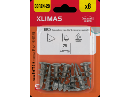 29mm - 1 Kartón (10x8 ks) - Kovová hmoždinka do sadrokartónu DRIVA, BDRZN