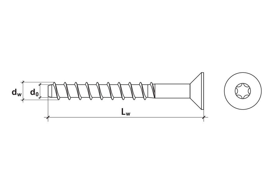 6x100mm - 100 ks - Skrutka do betónu so zápustnou hlavou TX, WDBLP