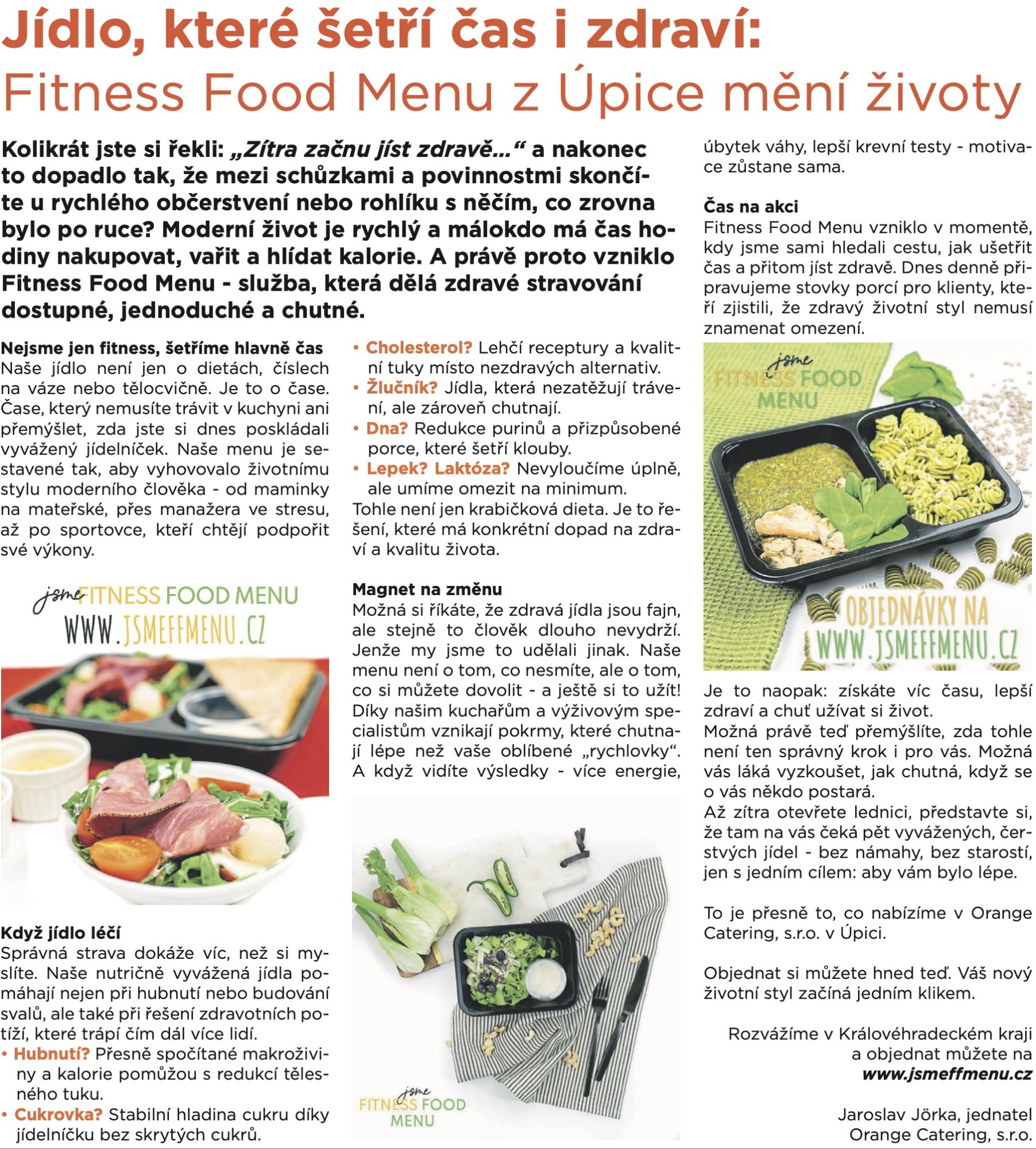 Jídlo, které šetří čas i zdraví: Fitness Food Menu z Úpice mění životy