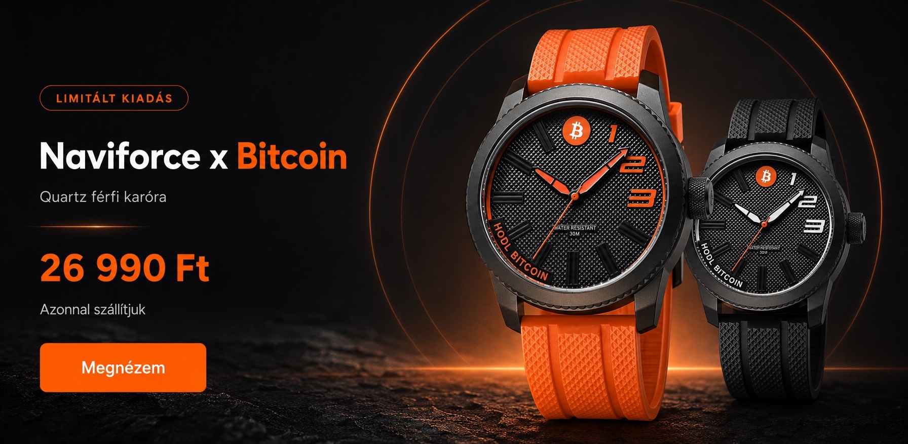 NAVIFORCE x BITCOIN Limitált Quartz Férfi karóra