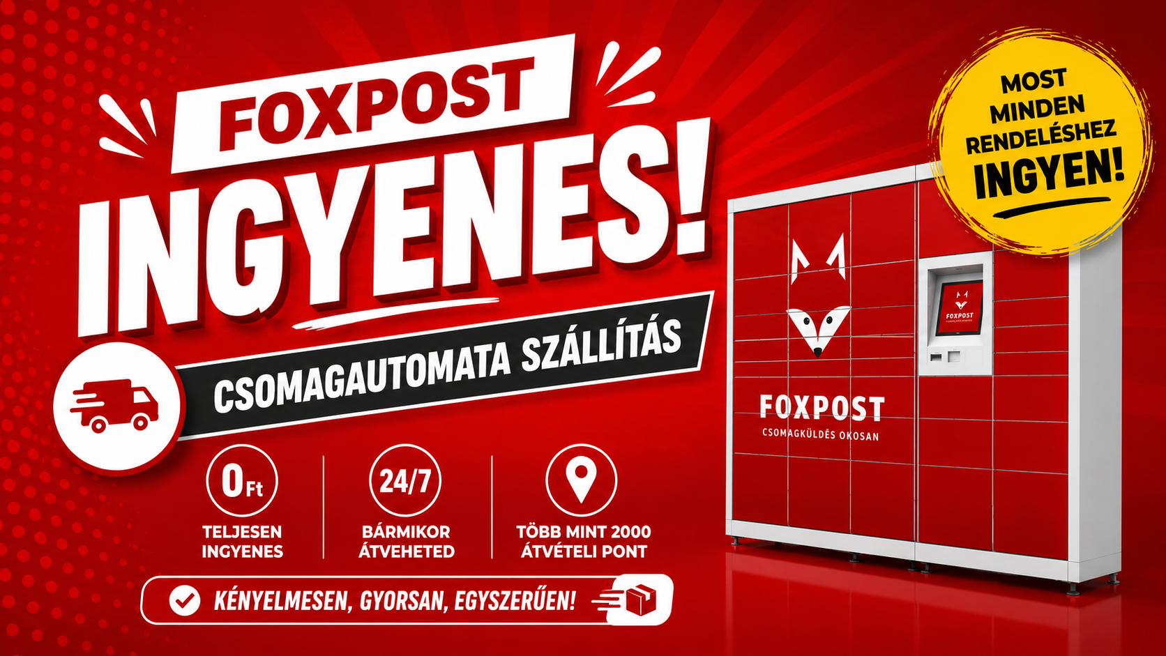 Ingyenes a Foxpost szállítás!