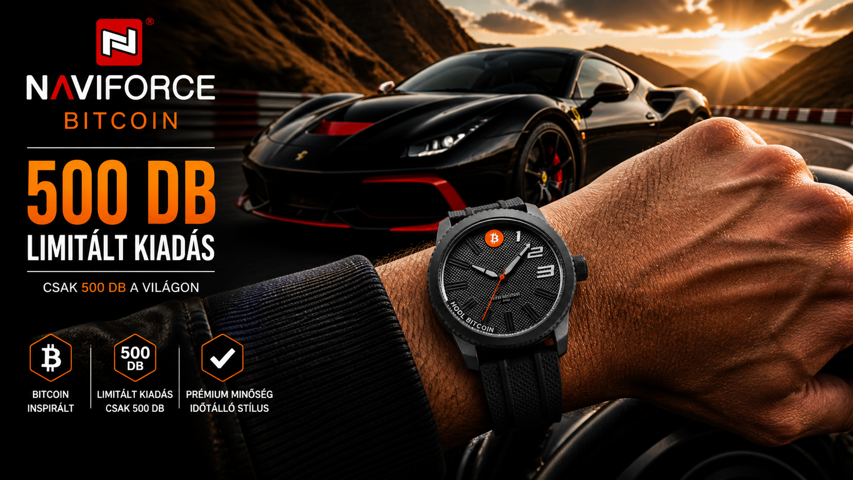 NAVIFORCE x BITCOIN Limitált Quartz Férfi karóra
