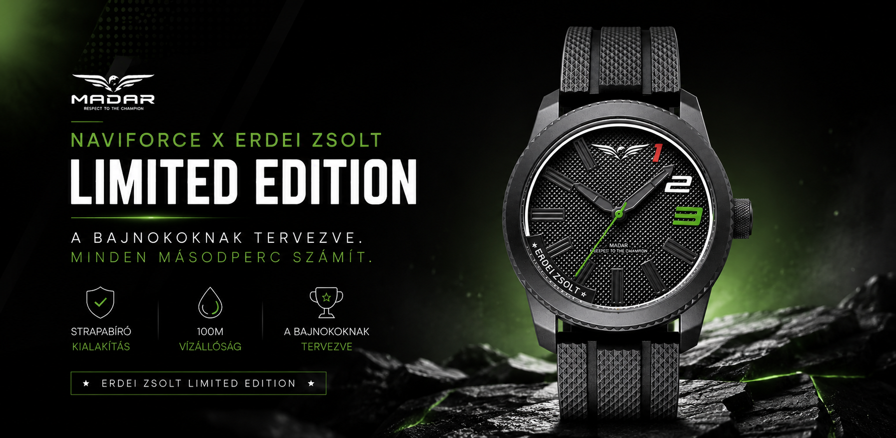Naviforce X Erdei Zsolt Quartz férfi karóra - Fekete