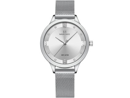 nf5023 s w naviforce watch women white dial metal silver mesh strap quartz battery analog wr 3atm for dream