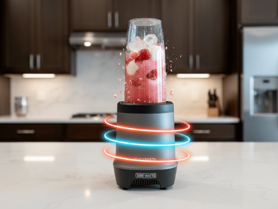 Smoothie mixér Orava RM-1001 v kuchyni pri mixovaní ovocného smoothie