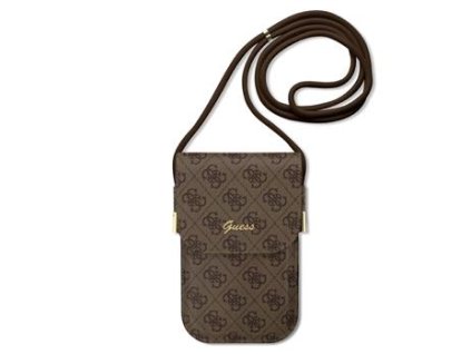 Guess PU 4G Metal Logo Script Taška na Telefon Brown