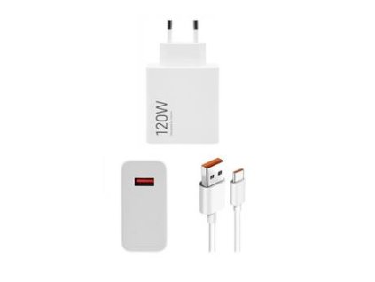 Xiaomi MDY-14-EE USB-A 120W Cestovní Nabíječka + USB-C 6A Datový Kabel White
