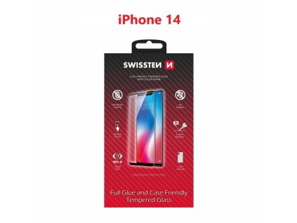Swissten iPhone 14 Tempered Glass - 54501823 - Full Glue - Black