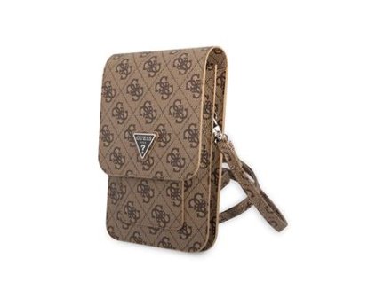 Guess PU 4G Triangle Logo Taška na Telefon Brown