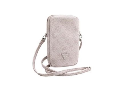 Guess PU 4G Triangle Logo Taška na Telefon se Zipem Pink
