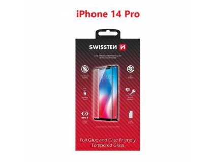 Tvrdené sklo Swissten pre iPhone 14 Pro - 54501825 - Celé lepidlo - Čierne