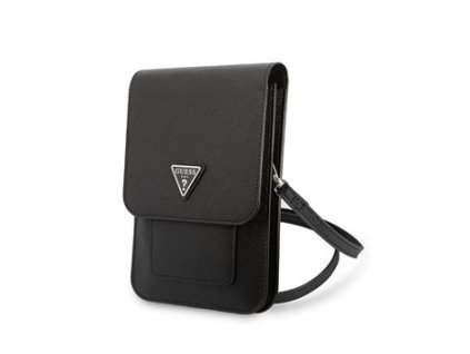 Guess PU Saffiano Triangle Logo Taška na Telefon Black