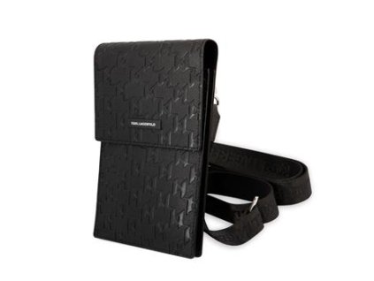 Karl Lagerfeld Saffiano Monogram Taška na Telefon Black