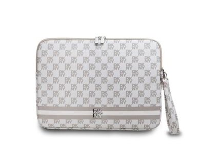 DKNY PU Leather Checkered Pattern and Stripe Obal na Notebook 13/14" Beige
