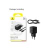 Baseus Palm Fast Nabíječka USB-C 20W + Datový Kabel USB-C/USB-C 1m Black