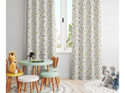 Dětská zatemňovací látka na závěsy, šíře 150cm - vzor zahrada