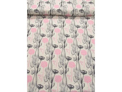 Dekorační látka - Sonja květina růžová - š.160cm - ZBYTKY LÁTEK - kus 2,20m